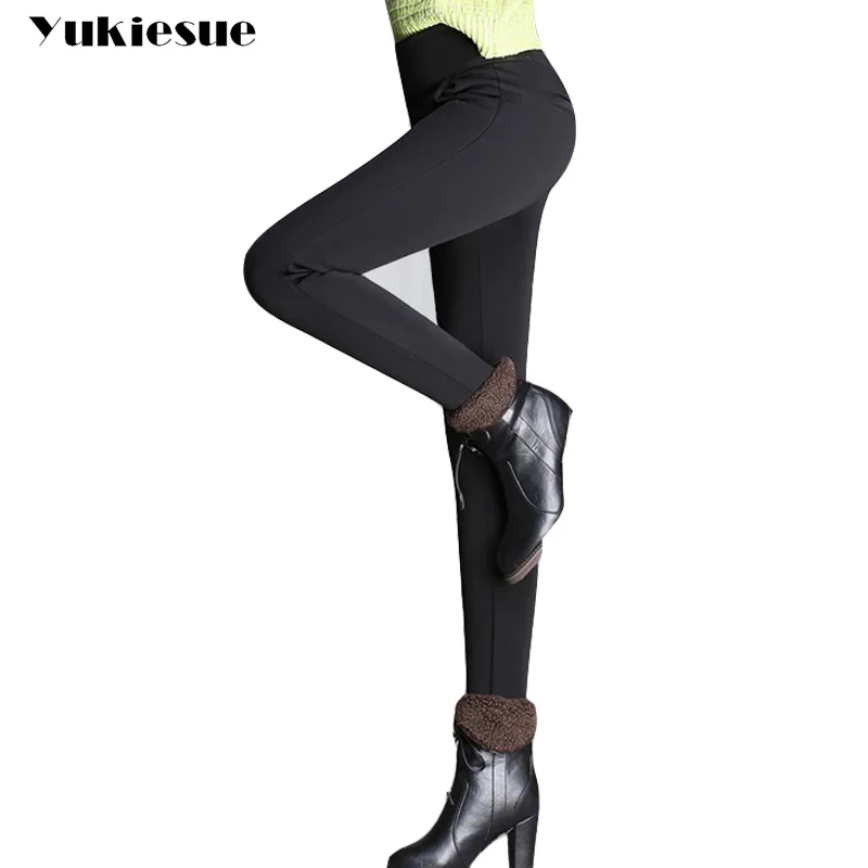 High quality women pants 2017 winter warm fleece thick OL