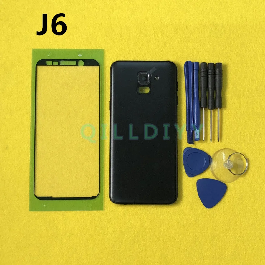 

Full Housing Front Chassis Middle Frame With Side buttons + Back Battery Cover For Samsung Galaxy J6 2018 J600 J600F + tools