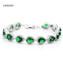 7 цветов модный каплевидный любовь натуральный зеленый красный 925 серебряный браслет с кристаллами женские ювелирные изделия для влюбленных лучший подарок