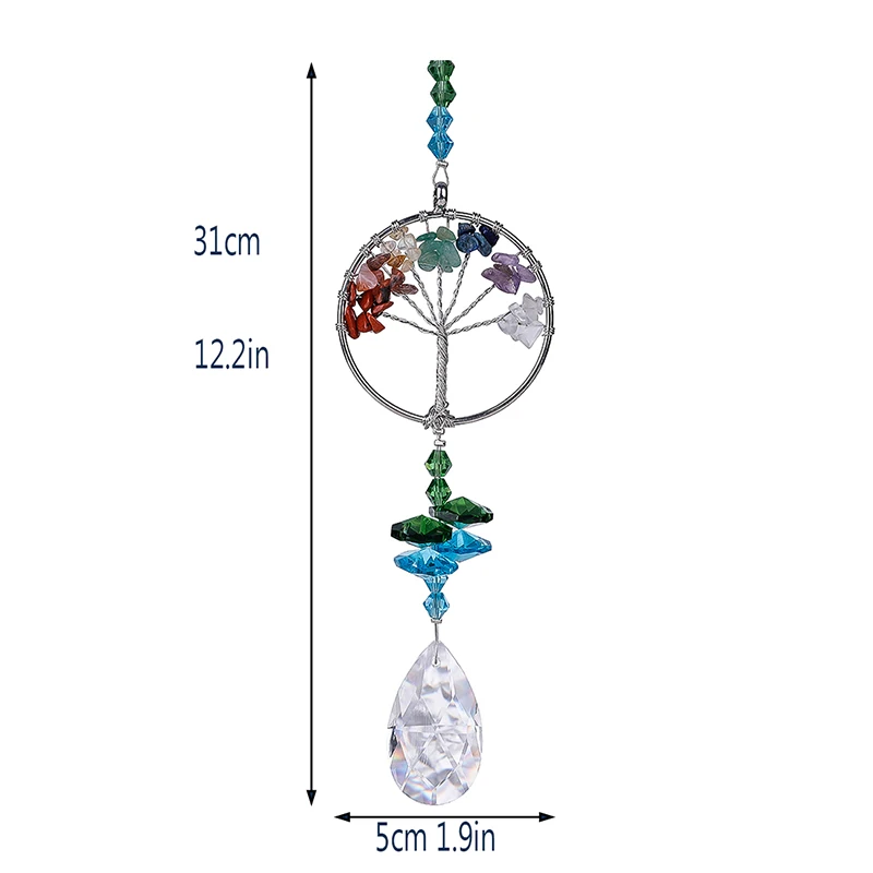 H& D Кристалл Ловец Солнца Дерево жизни оконный орнамент с 38 мм Хрустальная Призма Радуга производитель солнце Ловец для домашнего сада декор