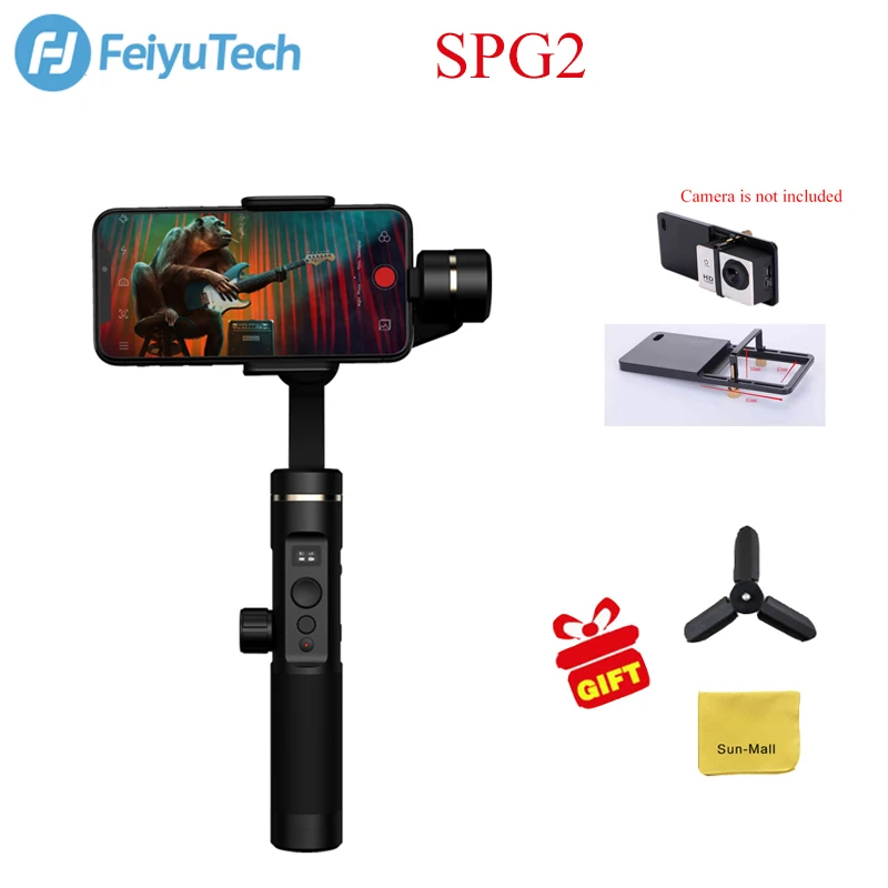FeiyuTech SPG2 3 оси карданный стабилизатор для смартфонов Ширина 54-95 мм Максимальная грузоподъемность 300g iphone X, 8, 7 samsung S9 - Комплект: with GoPro Adapter