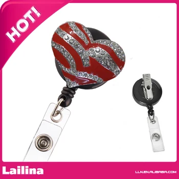 

Bling Rhinestone Retractable Badge Reel/ ID Badge Holder / Brooch / Pendant / Id Badge Holder (Heart)