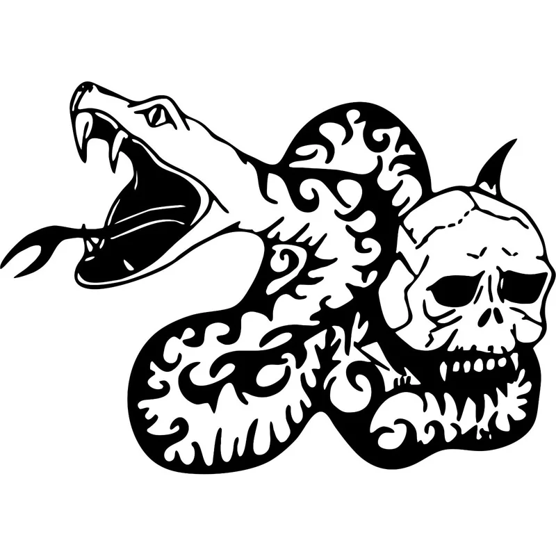 18cm*12.7cm Classic Snake Car Sticker Scary Skull Skeleton