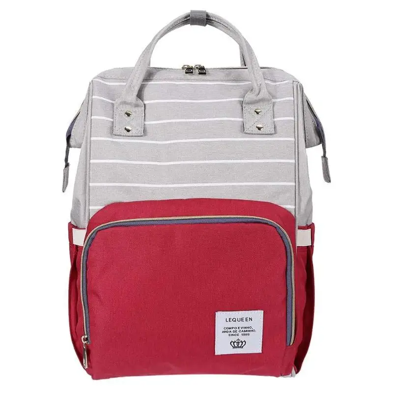 Модный подгузник для беременных в полоску для мам, Большой Вместительный рюкзак в полоску для путешествий, сумка для кормления, сумка для ухода за ребенком - Цвет: Красный
