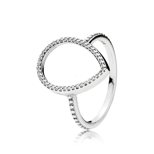 

Fanier 100% Sterling Silver 1:1 Silhueta Glamour Teardrop Anel Original Mulheres Moda Wedding Jewelry 196253cz