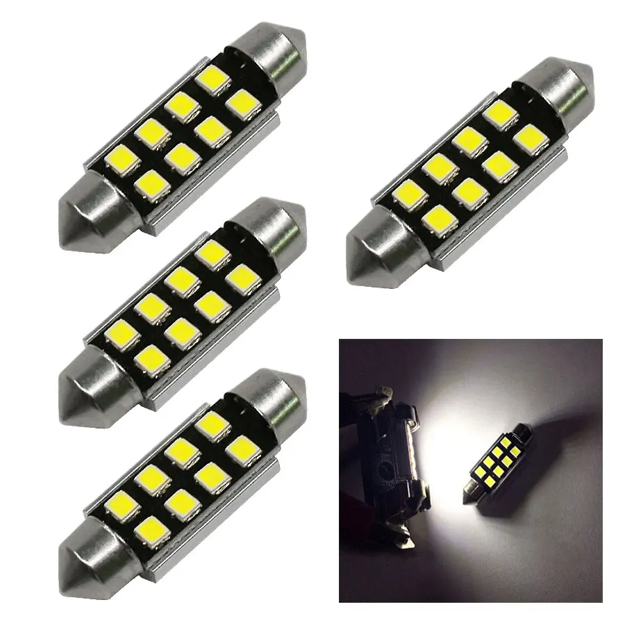 

4PCS Festoon 2835 SMD 31MM 36MM 39MM 42MM Car LED Bulbs Interior Dome Festoon Lights Auto Roof Lamp White 12V