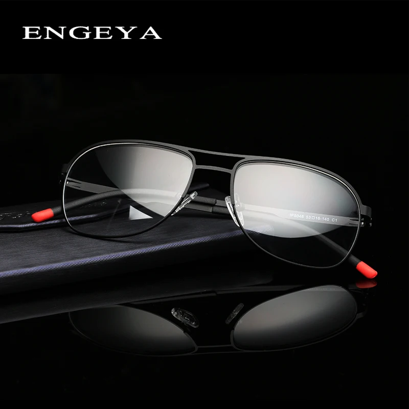 Metal Full Eyeglasses Frame Men Super Light Metal Retro Optical Glasses Frame Legs Unique Design #8046