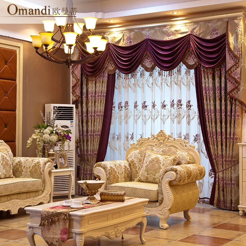 Ou Mandi European high end luxury living room curtains pink wedding room cozy bedroom curtains