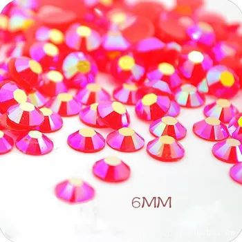 

Sell like hot cakes 6mm 2000pcs/bag Jelly red AB FlatBack Resin Drill Rhinestones DIY MobilePhone Nail Art Stick 0040639