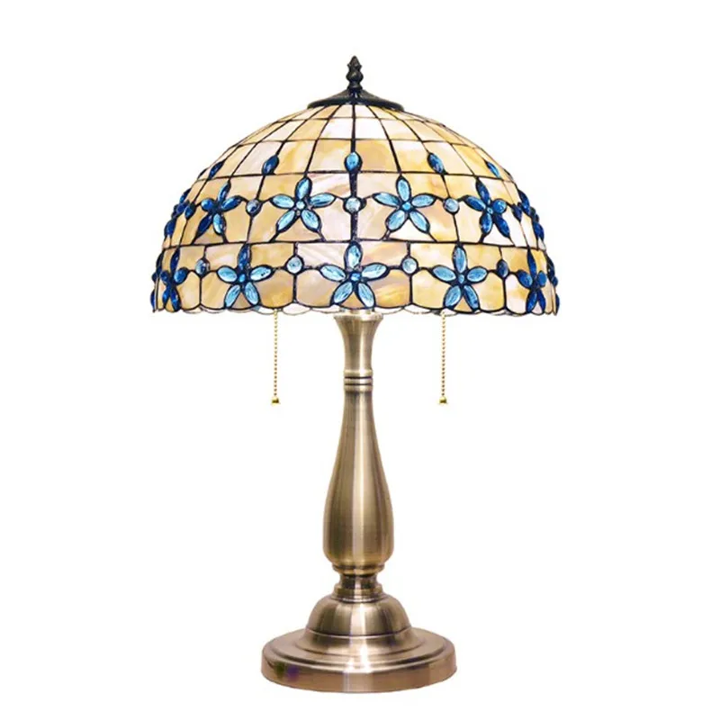 

Modern Table Lamps Blue Flower Shell Cover Desk Light for Living room Bedroom Lighting