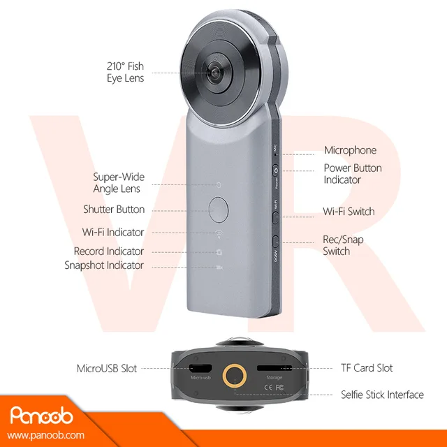 Panoob 3K 360 Degree Camera VR Panoramic Camera Dual Fish eye Lens