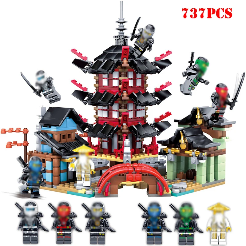 

737pcs Ninja Temple DIY Building Block Mini Ninjagoes Figures Compatible Legoing Ninjagoes Bricks Educational Toys For Children