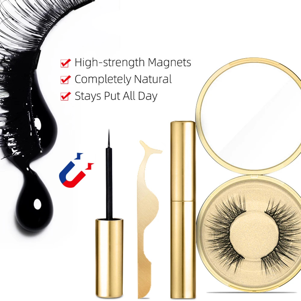 Magnet Eyelash Magnetic Liquid Eyeliner& Magnetic False Eyelashes& Tweezer Set Waterproof Long Lasting Eyelash Extension