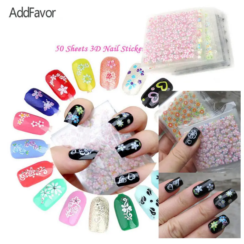 Addfavor 50 шт./компл. ногтей наклейки декоративный элемент для рукоделия 3D Переводные