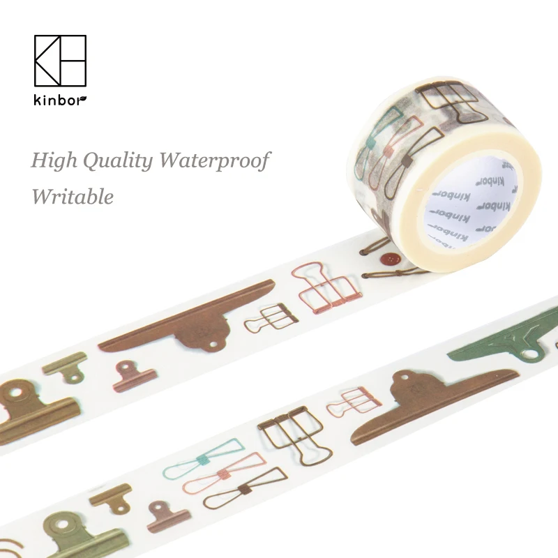 

Kinbor Cute Japanese Washi Tape Clips DIY Deco Adhesive Tape Waterproof Writable Durable Masking Tapes Label Sticker