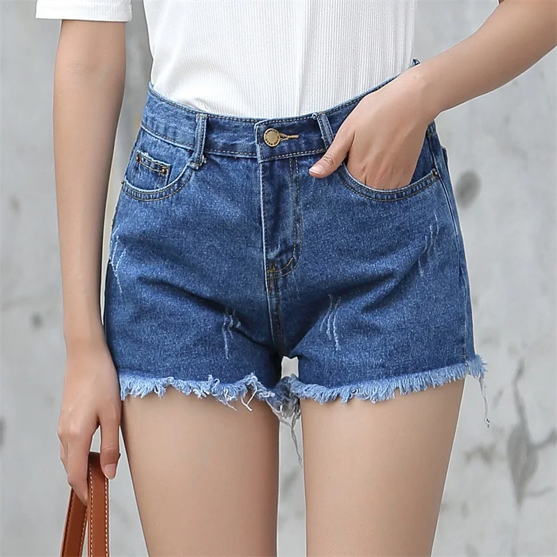 Yichaoyiliang Summer Women Tassels Denim Shorts Distressed High Waist