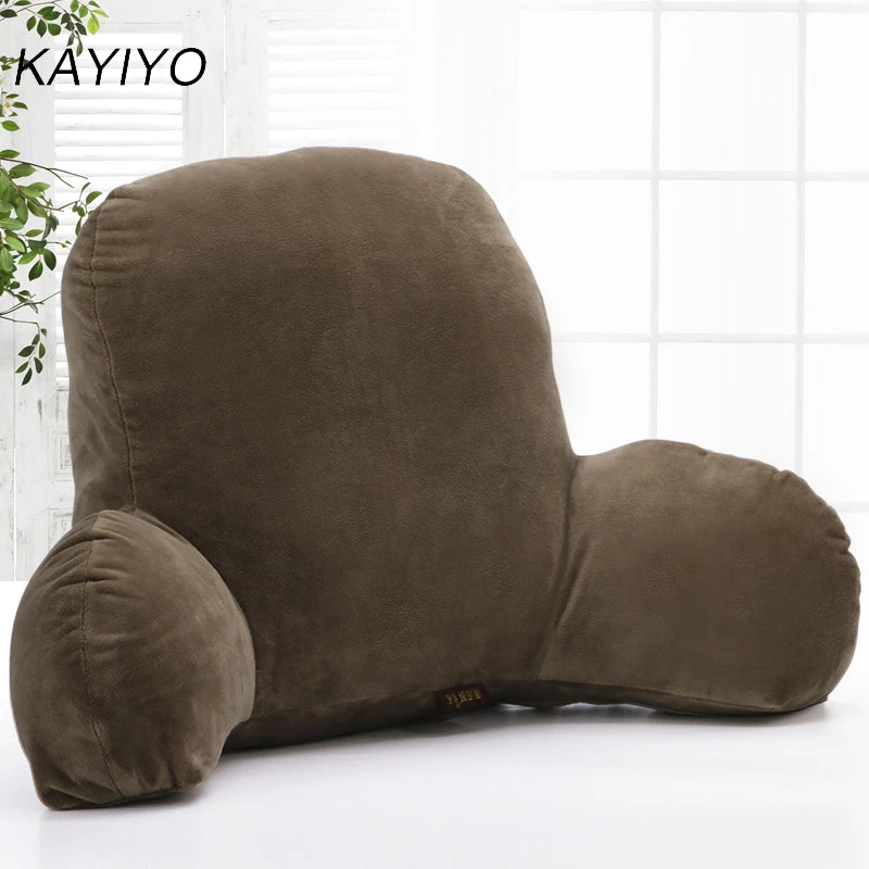 L067-KAYIYO Plush Fabric Lumbar Pillow Back Waist Cushion with Arm Support Bed Reading Rest Waist Chair Car Seat Pad Lumbar Cushion Cotton Linen (2)