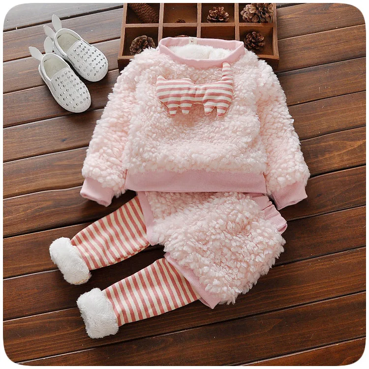 toddler girl baby infant pink sheep wool clothing sets winter coat