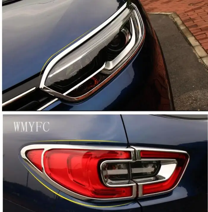 

Front Lamp Cover Headlight Cover +Black Tail Light Rear Lights Decorate Cover Trim ABS Chrome For Renault Kadjar 2015 2016 2017