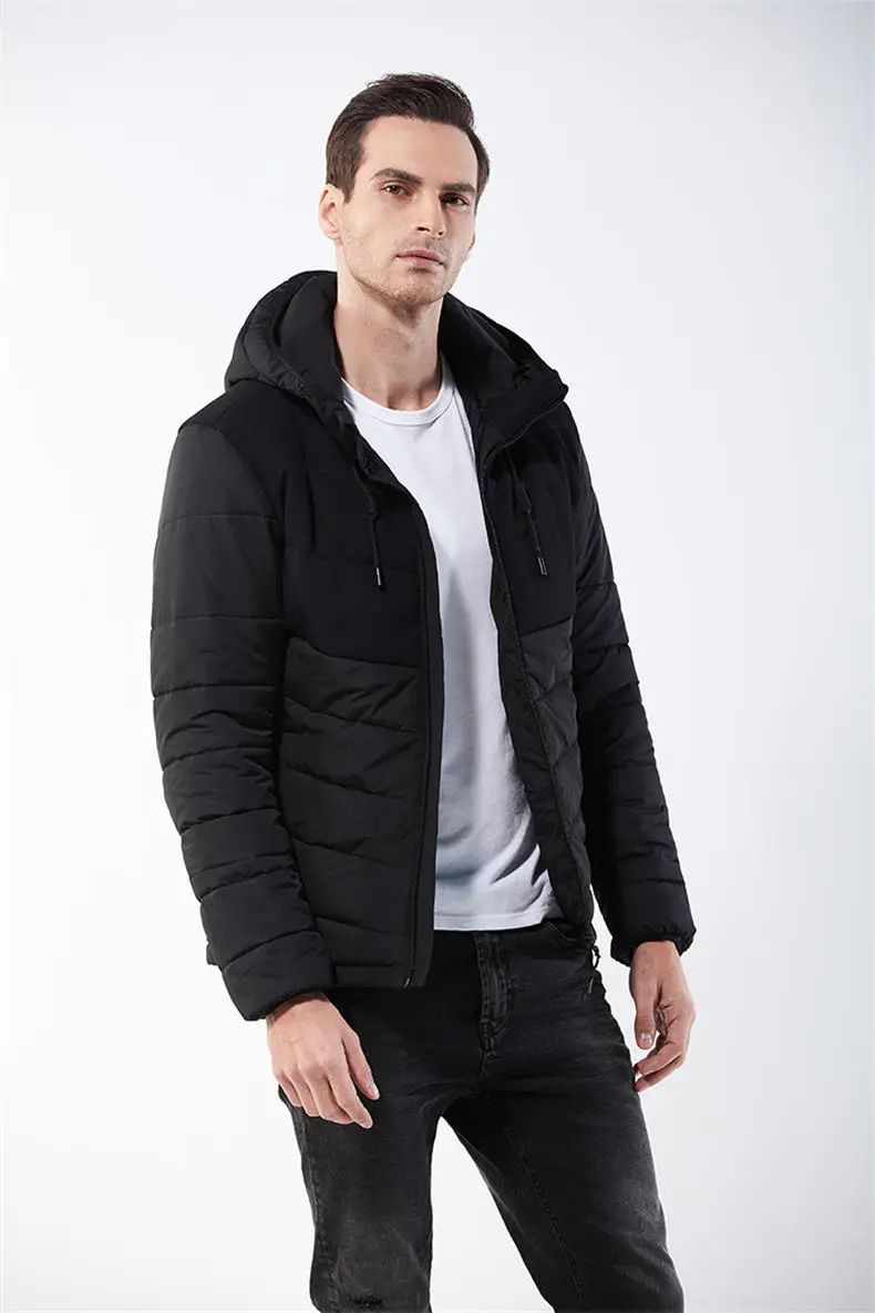 Winter Jackets Men Wind Resistant Autumn Spring Drawstring Hooded Mens Jacket Coats Male Thick Warm European Size Machine Wash 06
