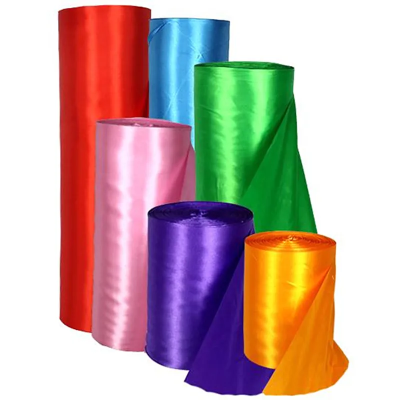 

cheap ribbon fabric red green solid satin fabric ribbon for DIY dolls party Christmas wedding decoration T104