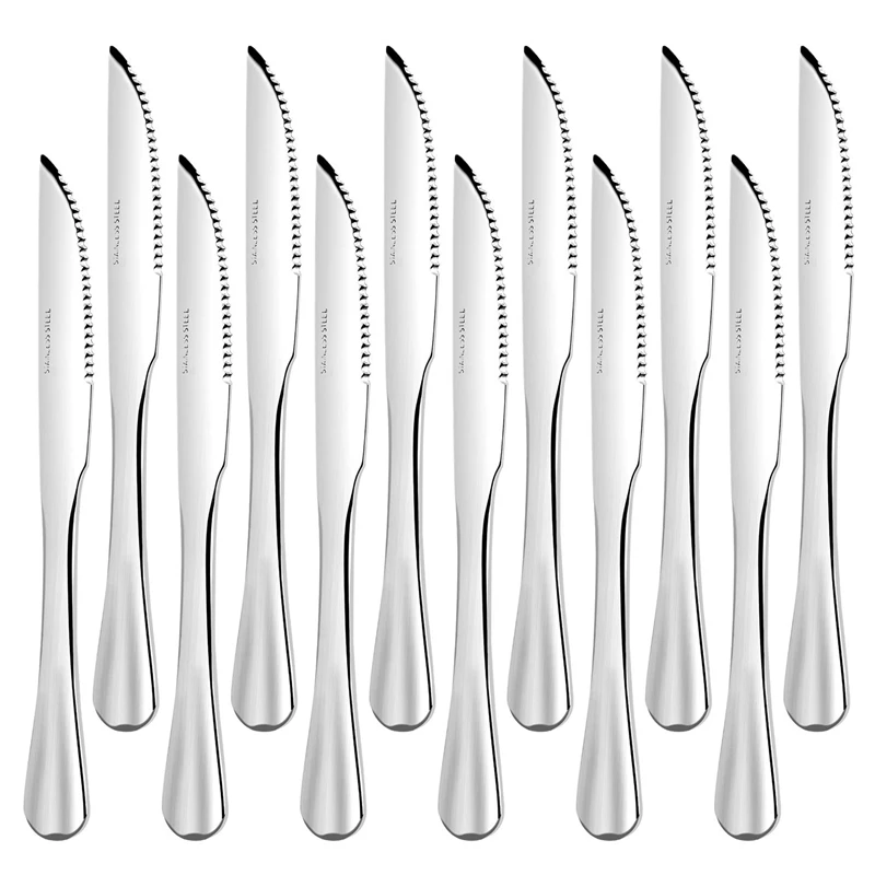 

Steak Knives, Heavy-Duty Stainless Steel Steak Knife Set Of 12 For Chefs Commercial Kitchen Great For Bbq Weddings Dinners Par