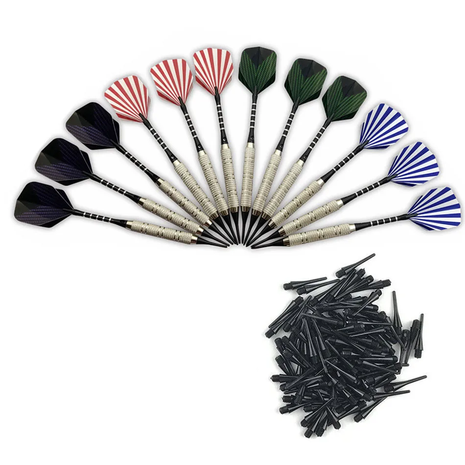 12 pcs Plastic Soft Tip Darts With 100 Extra Tips  Nice Flights Set Tips Needle Replacement professional Electronic Dart A