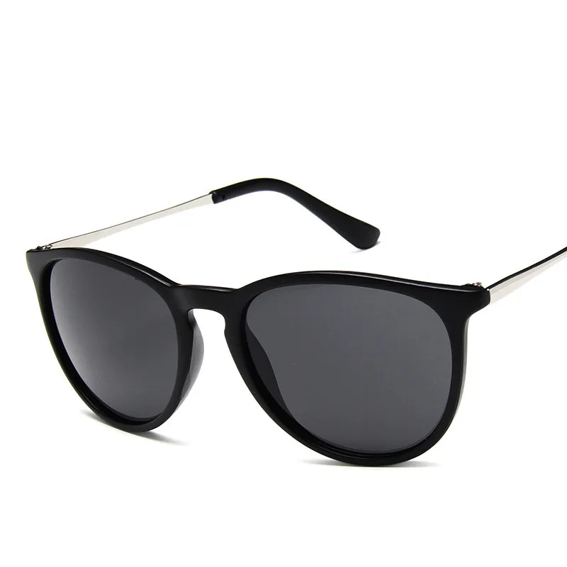 Солнцезащитные очки для женщин и мужчин, Круглые, Ретро стиль, фирменный дизайн, UV400,, солнцезащитные очки для женщин, сплав, зеркальные очки, Oculos De Sol - Цвет линз: Matt Black
