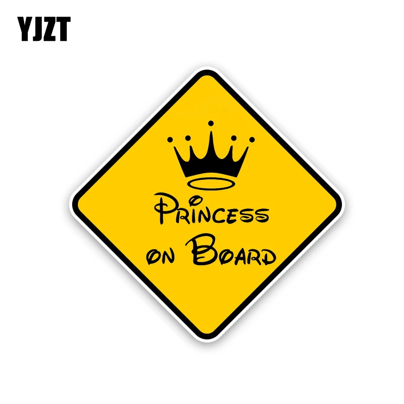 

YJZT 13.5CM*13.5CM PRINCESS ON BOARD Car Sticker Crown Personality PVC Decal 12-40452