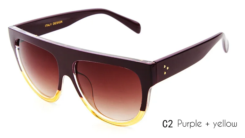 WHO CUTIE, негабаритные солнцезащитные очки "кошачий глаз" для женщин, фирменный дизайн, Ким Кардашьян, Винтажные Солнцезащитные очки с плоским верхом, тени, оттенки OM369 - Цвет линз: C2