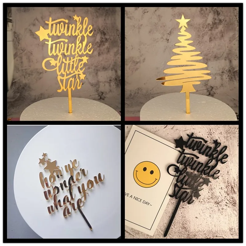 

Gold Glitter Paper Twinkle Little Star Cup Cake Toppers How I Wonde Cake Decoration Wedding Baby Shower Party Cupcake Toppers E