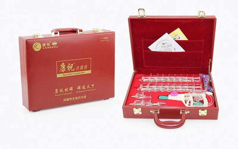 Китайский Набор вакуумных банок KangZhu Deluxe 24 чашки кожаный чехол Подарочная посылка