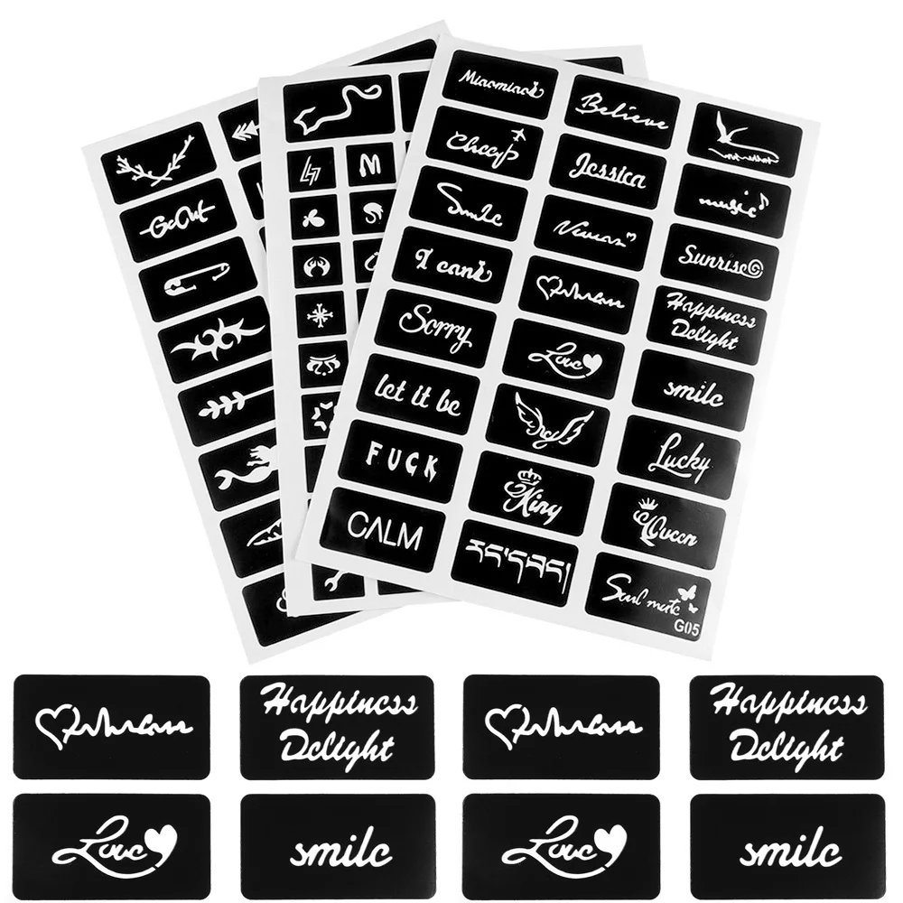 

3 Sheets Cartoon India Henna Hollow Drawing Temporary Tattoo Stencils Kit for Hand Arm Leg Feet Body Art Decal Template Paints
