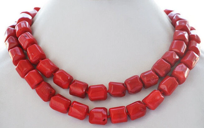 

huij 004906 natural 35" 13x15mm massive red coral bead NECKLACE