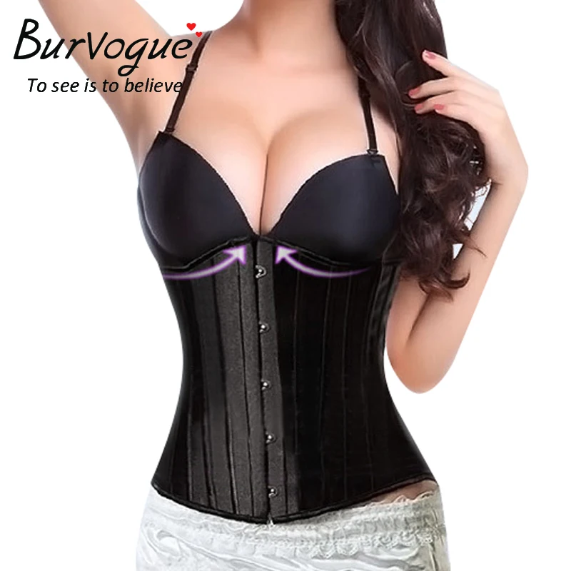 Steel Boned Corset Satin Underbust WorkOut Waist Cincher Waist Training Corset