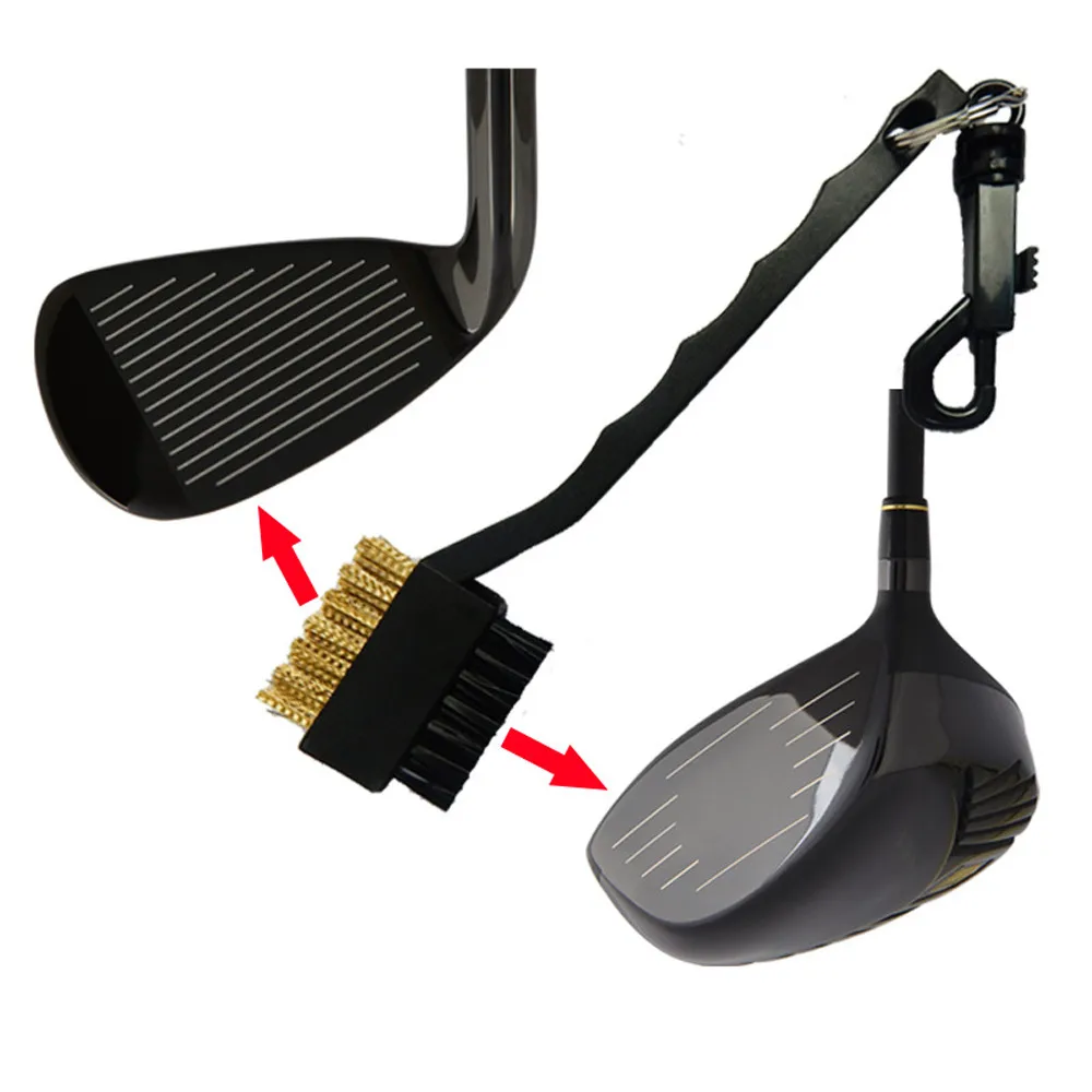

Mini Double Side Golf Brass + Nylon Golf Club Head Groove Cleaner Brush Cleaning Tool Kit with Hanger Golf Accessories&props M26