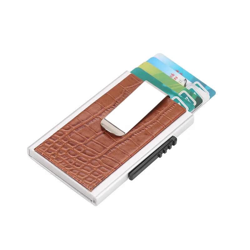 Мужской кошелек ID кредитный держатель для карт кошелек RFID Блокировка Croco нержавеющая Pu сумочка на защелке путешествия металлический