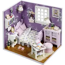 Симпатичный номер Кукольный дом Мебель DIY Миниатюрный Спальня 3D Деревянный miniaturas модель здания Мебель модель игрушки H001