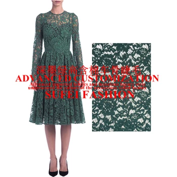 

150*150cm delicated eyelash dark green cotton polyester lace dress clothes blouse fabric S151