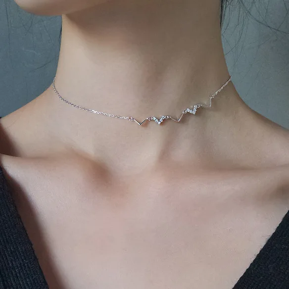 cz chocker necklace women 100% 925 Sterling silver nacklace Jewellery Clavicle chain pendant charms girl gift