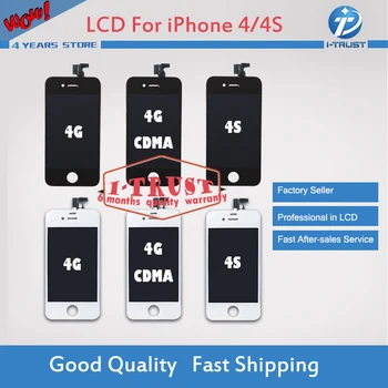 

50 pcs LCD Display For iPhone 4 4G 4S CDMA Free DHL Ship with touch screen & Frame Full set Assembly
