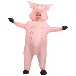 Надувной розовый костюм свиньи карнавал вечерние костюмы на Хэллоуин для взрослых женщин мужчин животного свиньи Карнавальная одежда