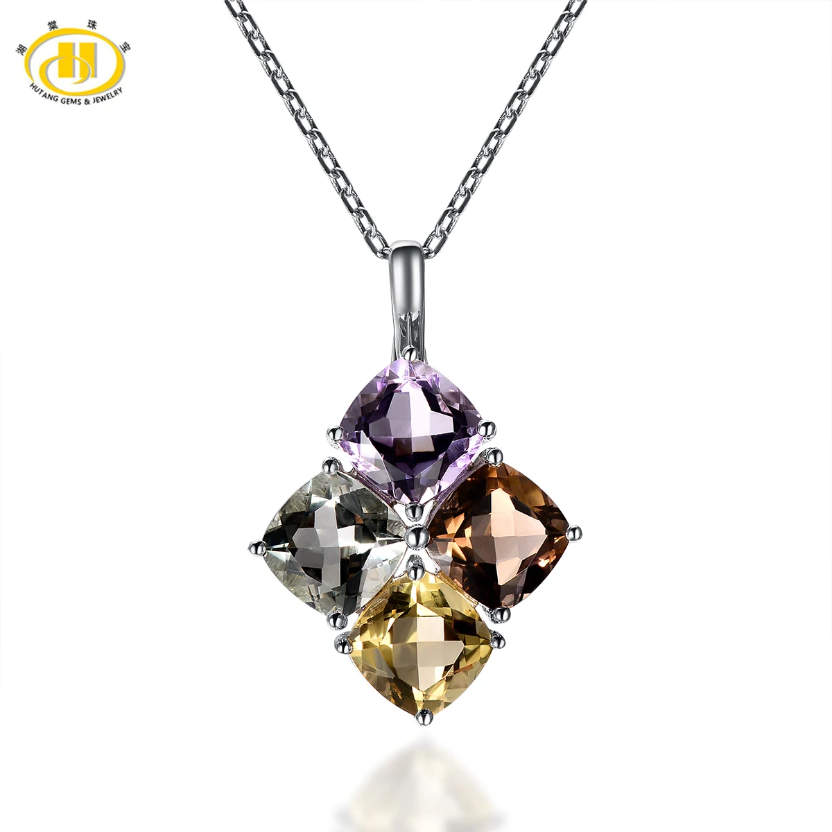 

Hutang Natural Multi Color Gemstones Pendant Solid 925-sterling-silver Necklace Fine Jewerly Wholesale Pendants For Women Gift