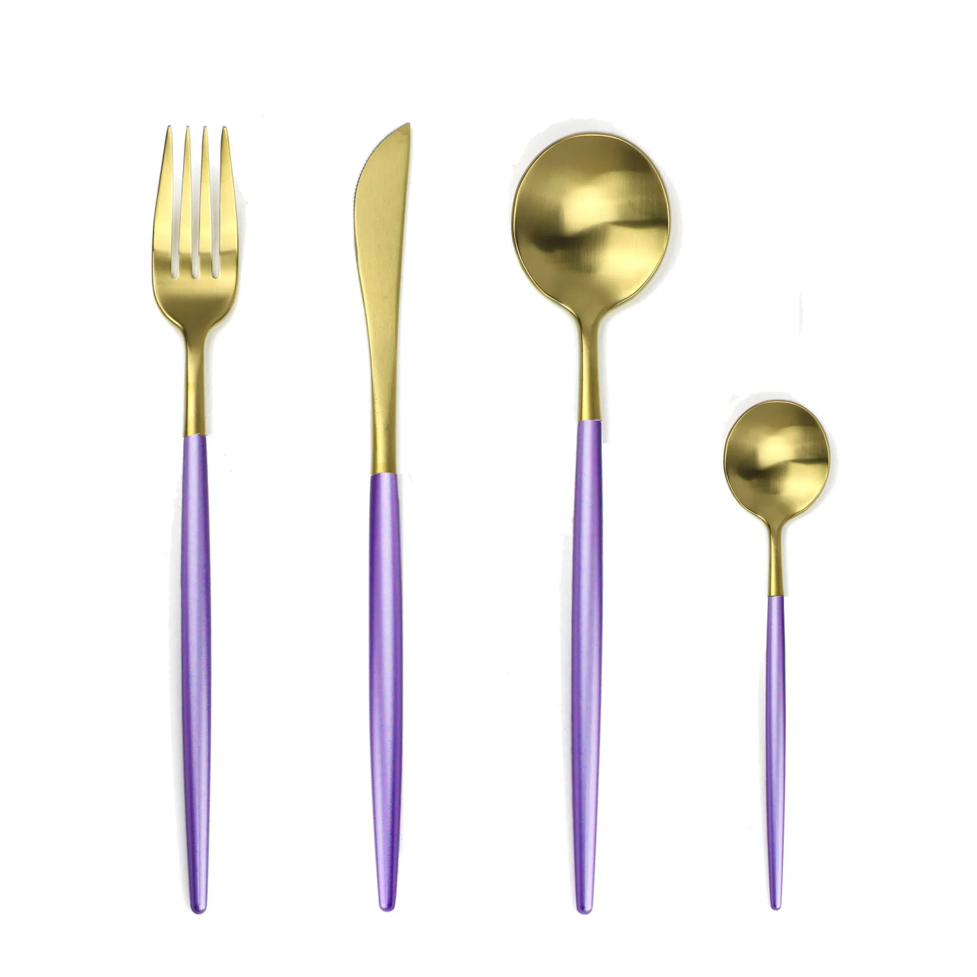 Purple Gold Матовый черный набор посуды из 304 нержавеющей стали набор столовых приборов нож вилка ложка палочки для еды Столовые приборы столовые приборы - Цвет: Purple Gold