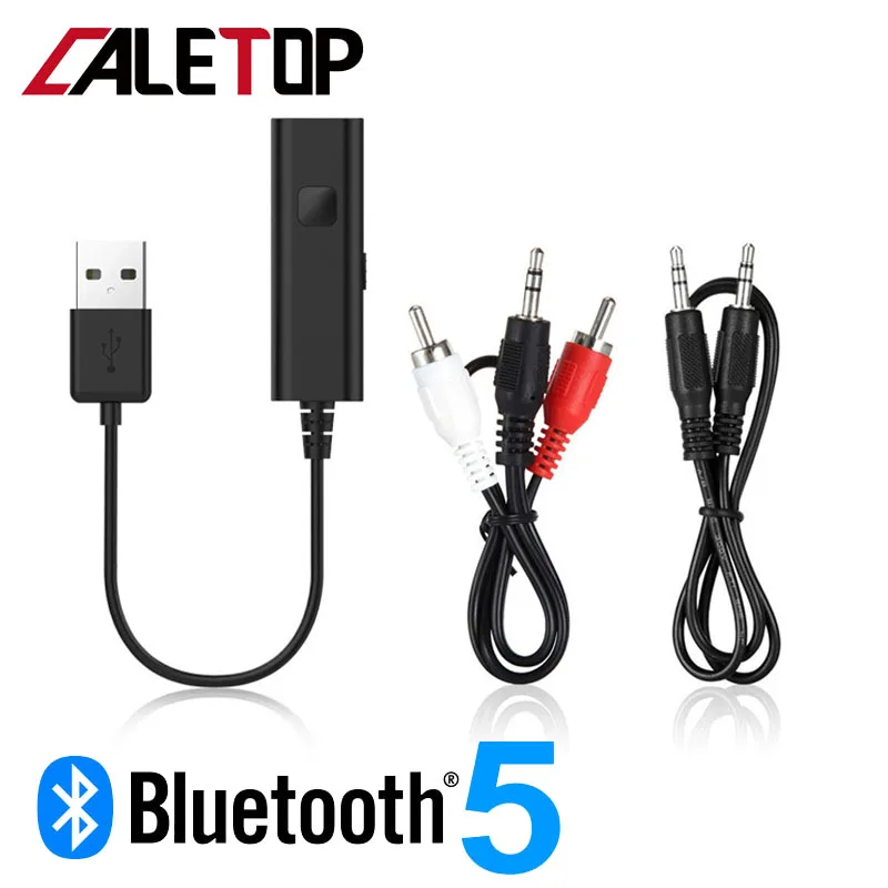 CALETOP Bluetooth приемник 3,5 мм стерео AUX беспроводной Bluetooth адаптер для автомобиля для телевизора для динамика - Цвет: Черный