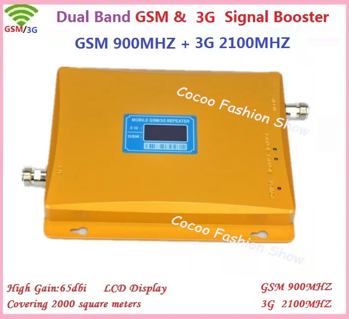 

2 pcs ! mobile phone signal repeater gain 65dbi dual bands GSM 3G booster repeater celular signal booster WCDMA amplifier