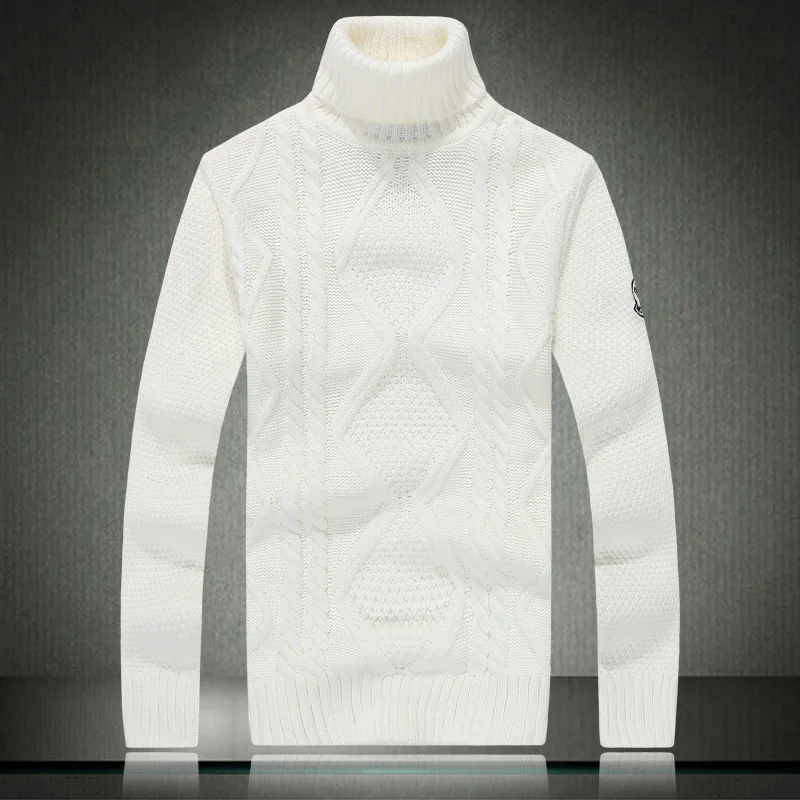 2015 white sweater mens pullover winter thicken thermal