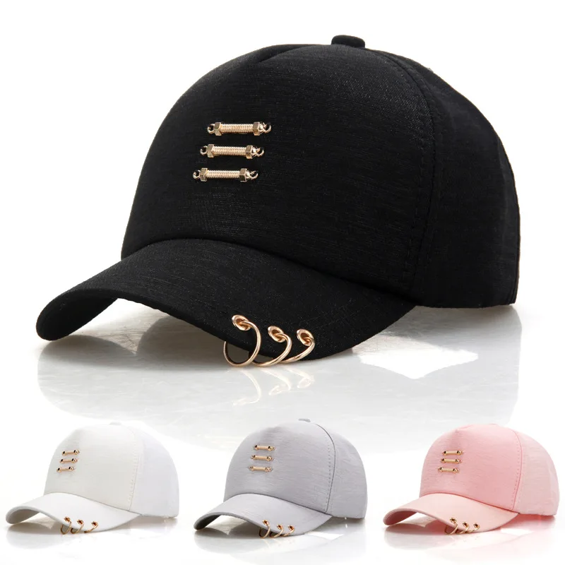

Mingli Tengda 2019 Baseball Cap with Rings Women Men Black White Sport Cap Hat Unisex Spring Summer Baseball Caps gorras mujer