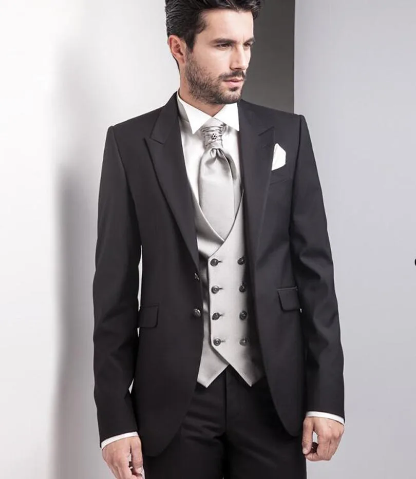 Black beige tuxedos 2019 Best design two buttons men suits