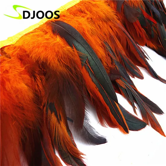 10 м* 5-" натуральные перья петуха отделкой красочные большие массы перьев для продажи оптовые продажи Свадебные украшения окантовка - Цвет: Orange